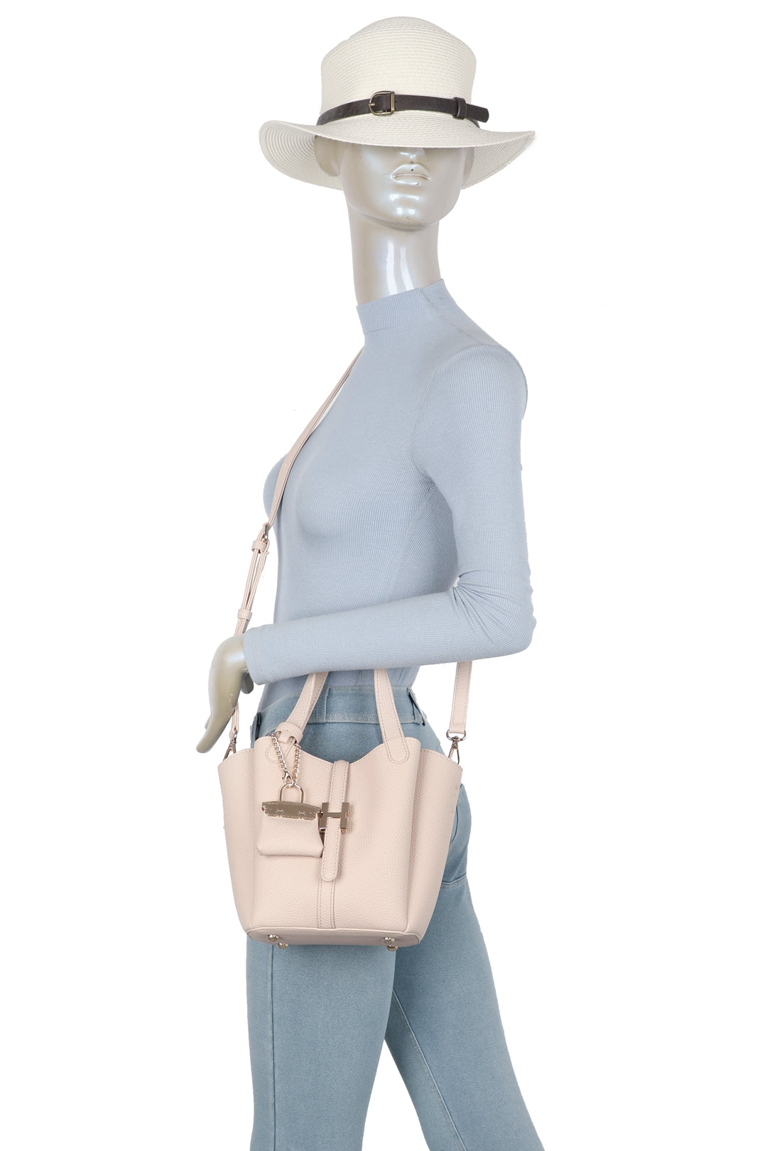 Cyrisse PU Leather Bucket Bag With A Mini Bag Charm - RG51003
