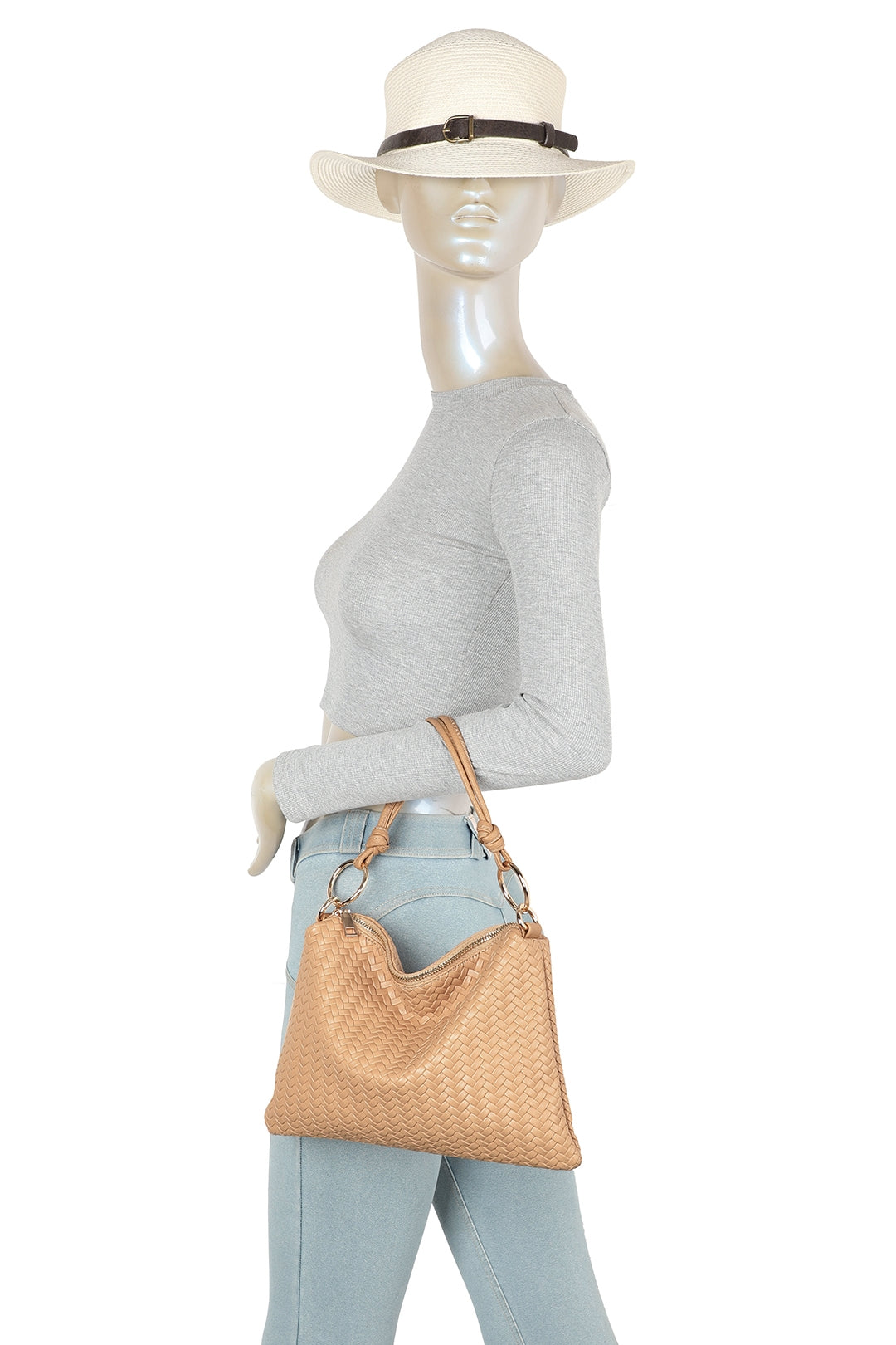 Paloma PU Woven Pleated Shoulder Crossbody Bag - RB260512