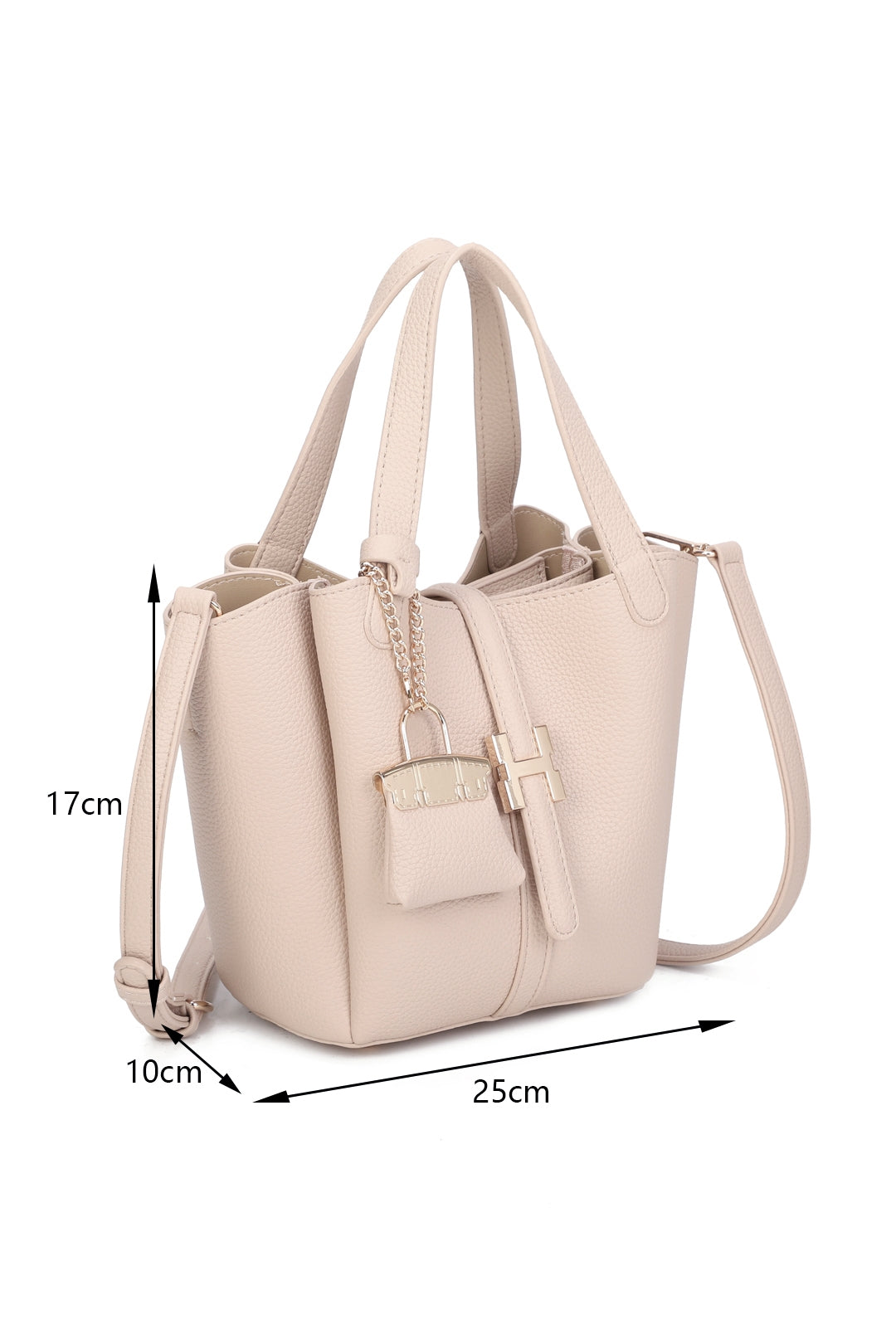 Cyrisse PU Leather Bucket Bag With A Mini Bag Charm - RG51003