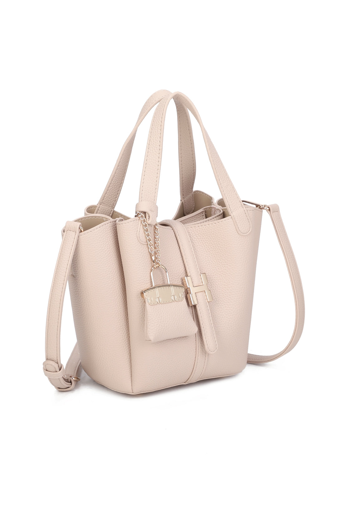 Cyrisse PU Leather Bucket Bag With A Mini Bag Charm - RG51003
