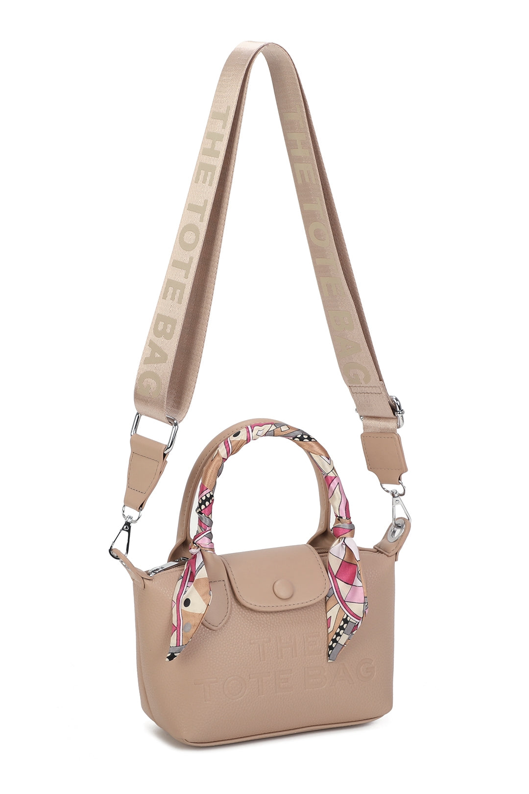 Bronte PU Leather Scarfed Mini Top Handle Tote Bag - RJ260541