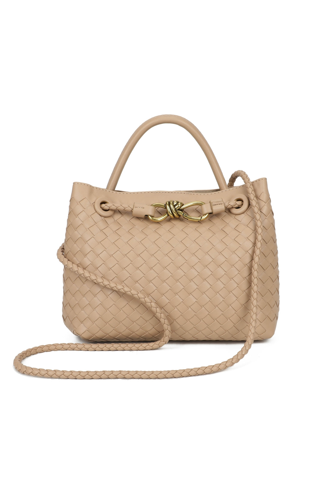 Mirelle Hand-woven Top-Handle Tote Bag With Bronze Knot Detail - RX26402