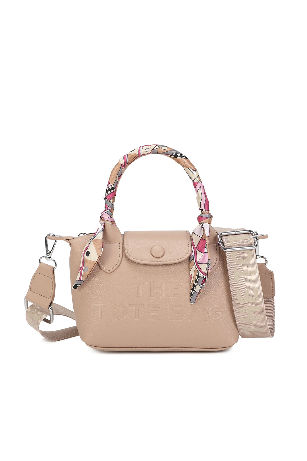 Bronte PU Leather Scarfed Mini Top Handle Tote Bag - RJ260541