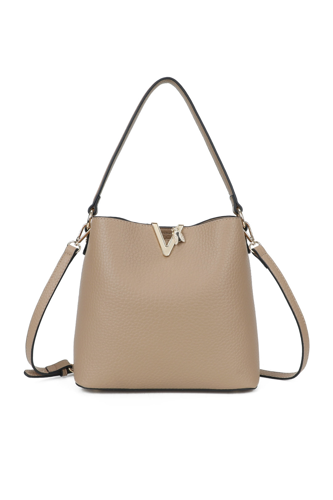 Veloura PU V-shaped Triple Compartments Top-Handle Bag- RB260513