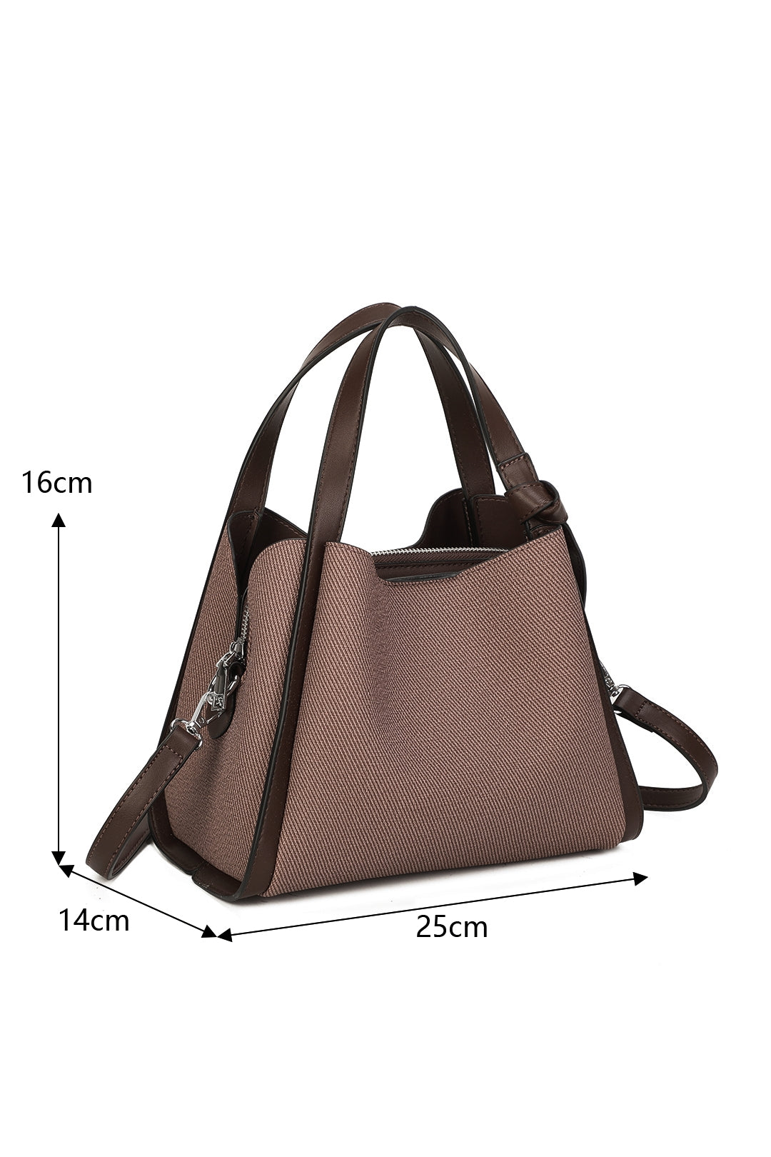 Meridian Triple Compartment Canvas PU Leather Top Handle Bag - RB250951