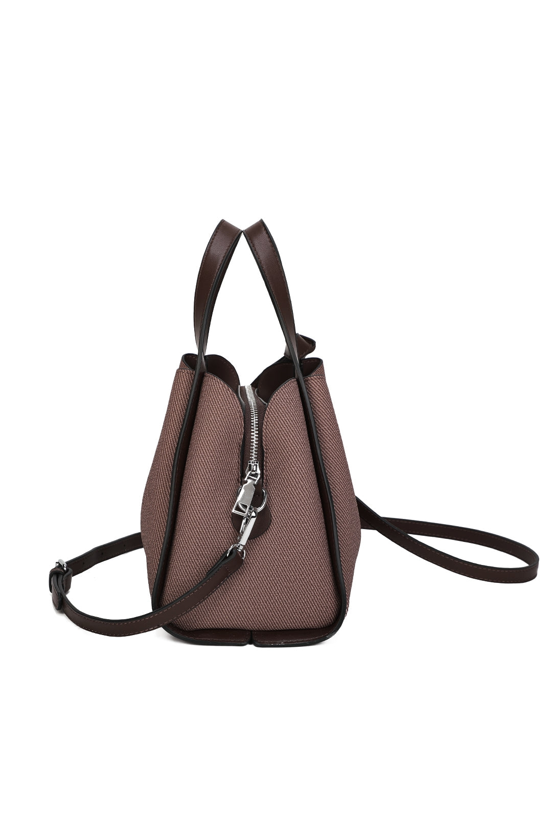 Meridian Triple Compartment Canvas PU Leather Top Handle Bag - RB250951