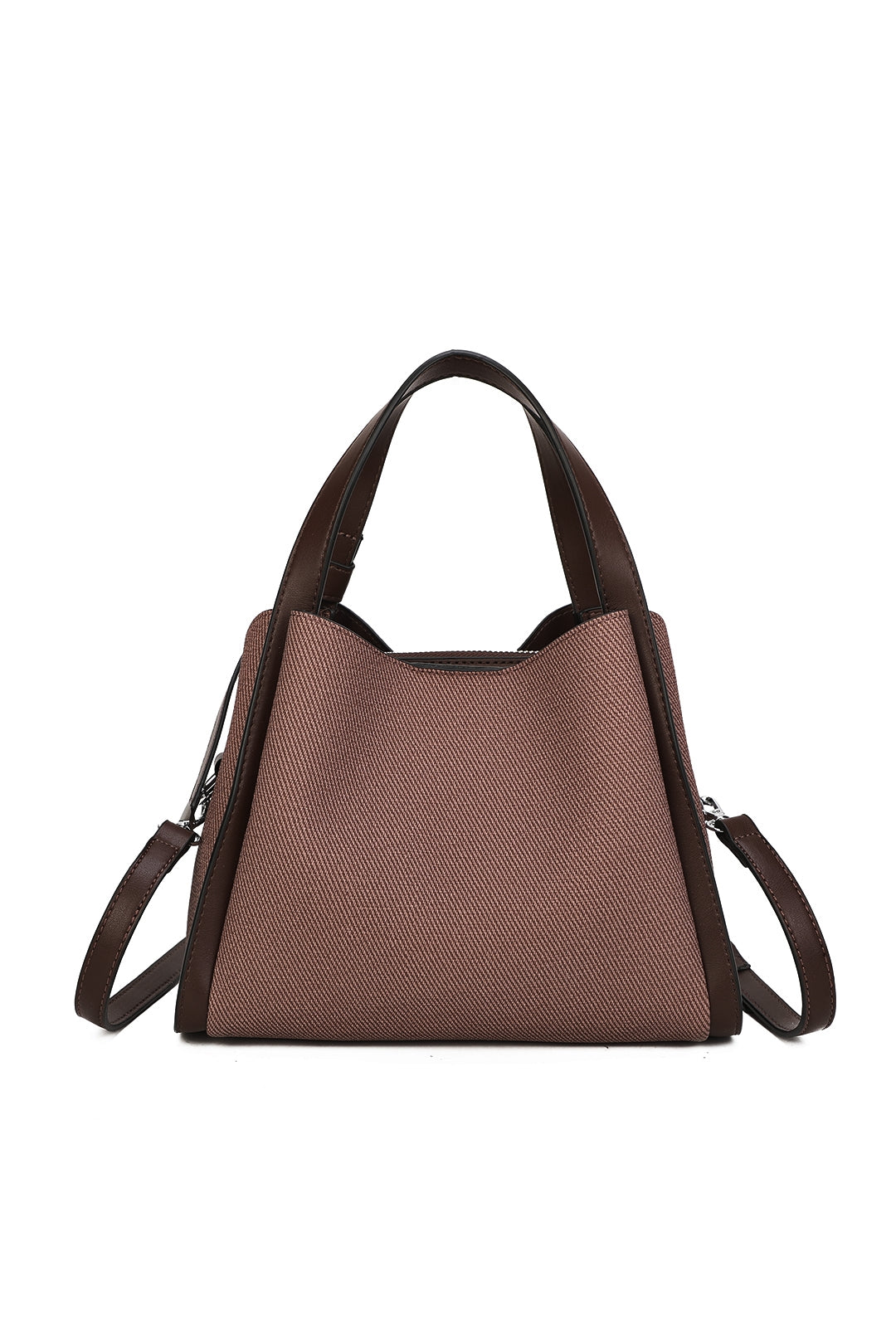 Meridian Triple Compartment Canvas PU Leather Top Handle Bag - RB250951