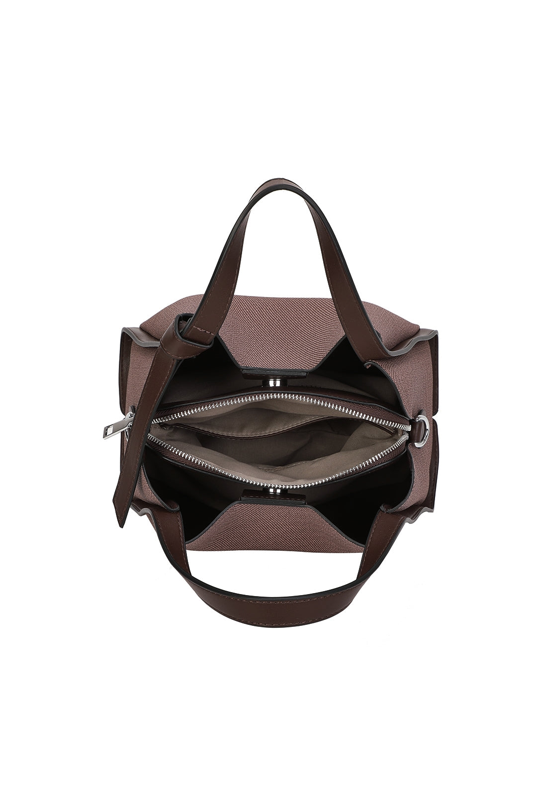 Meridian Triple Compartment Canvas PU Leather Top Handle Bag - RB250951