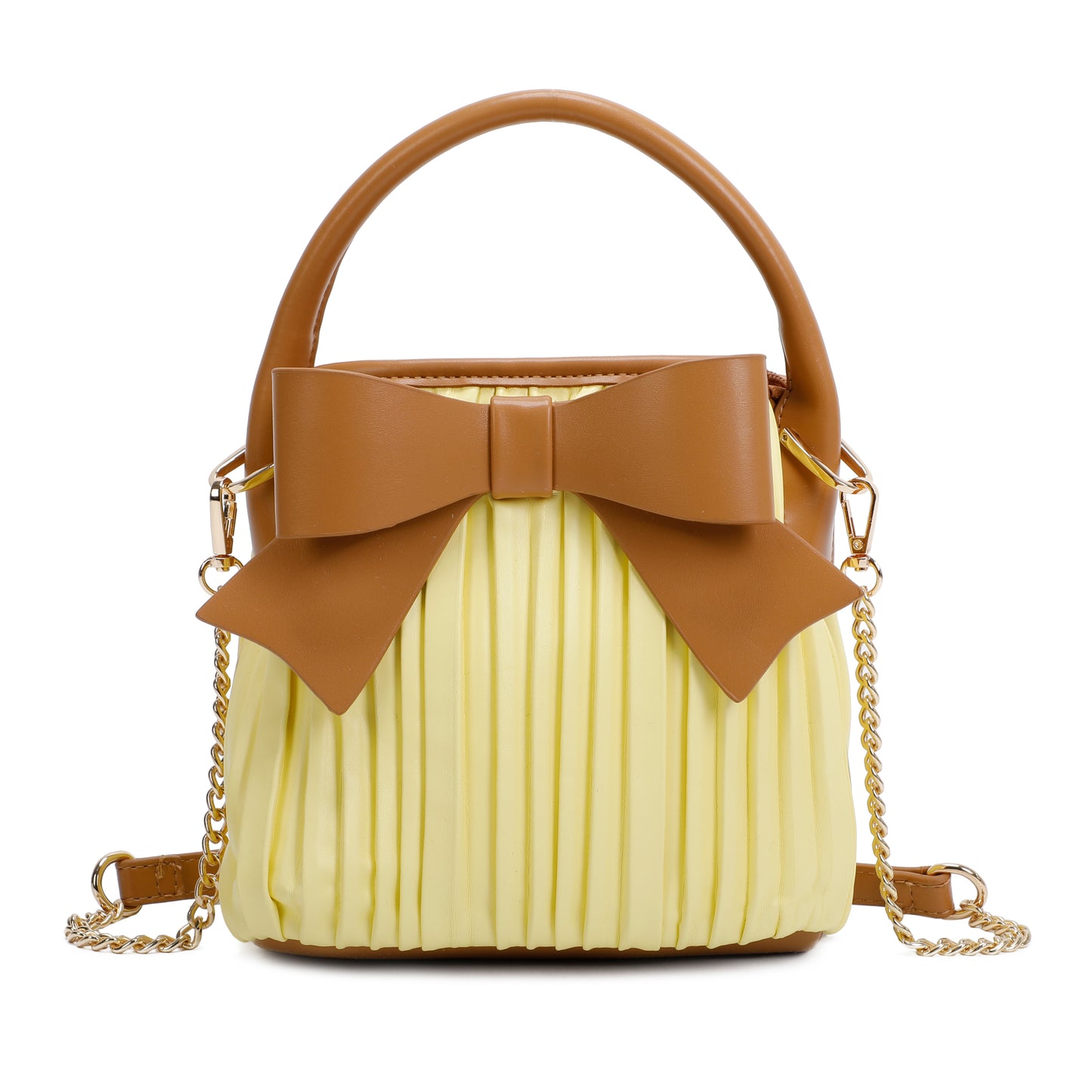 Ruffled Faux Leather Handle Handbag