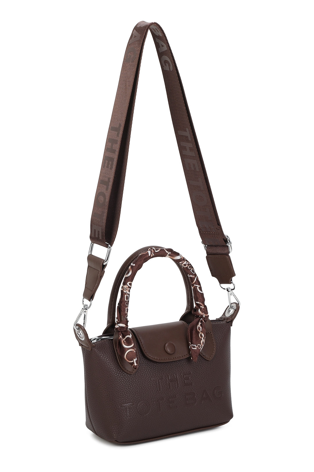 Bronte PU Leather Scarfed Mini Top Handle Tote Bag - RJ260541