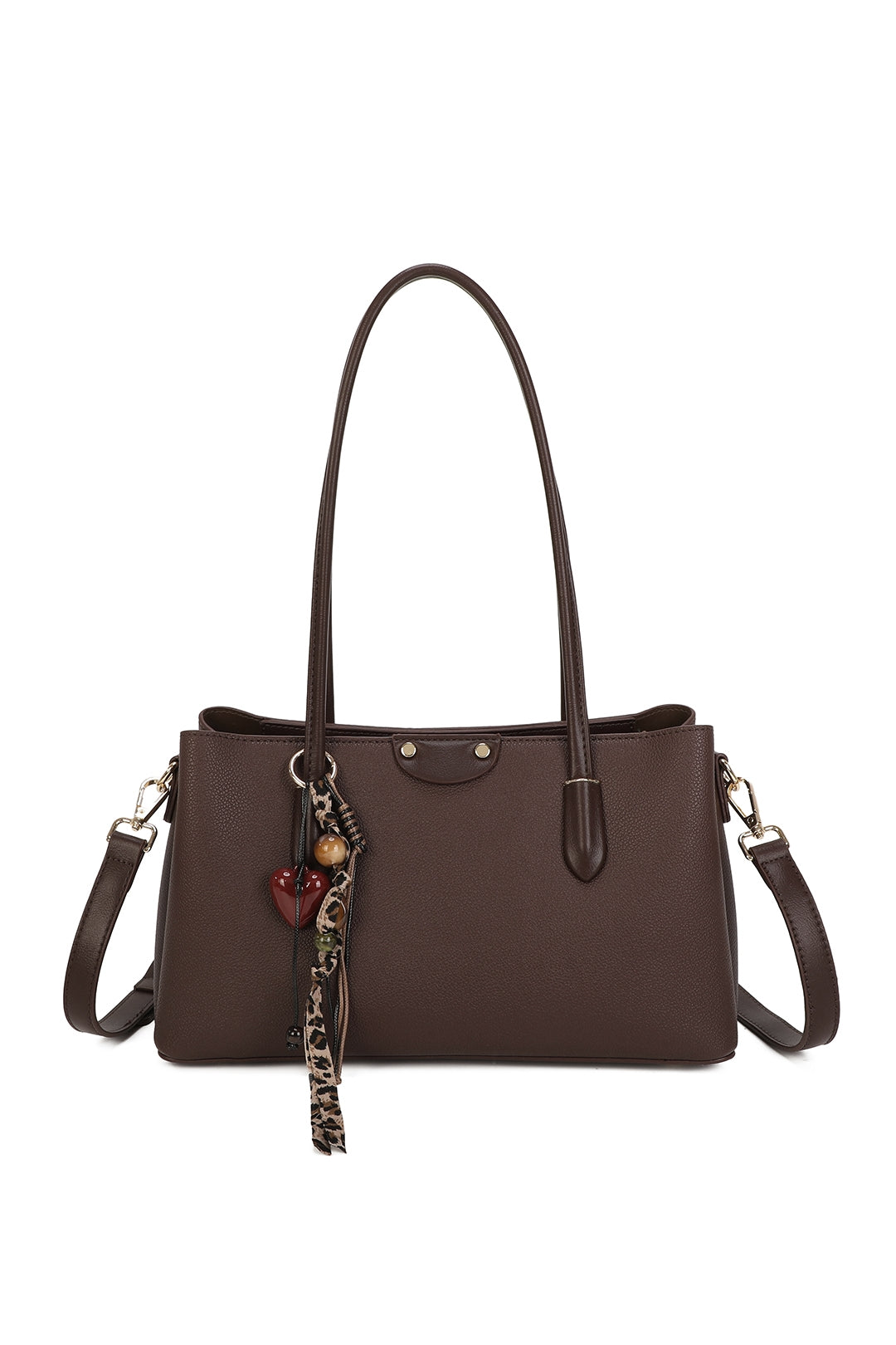 Evora PU Leather Triple Compartments Baguette-style Top Handle Bag - RY260536