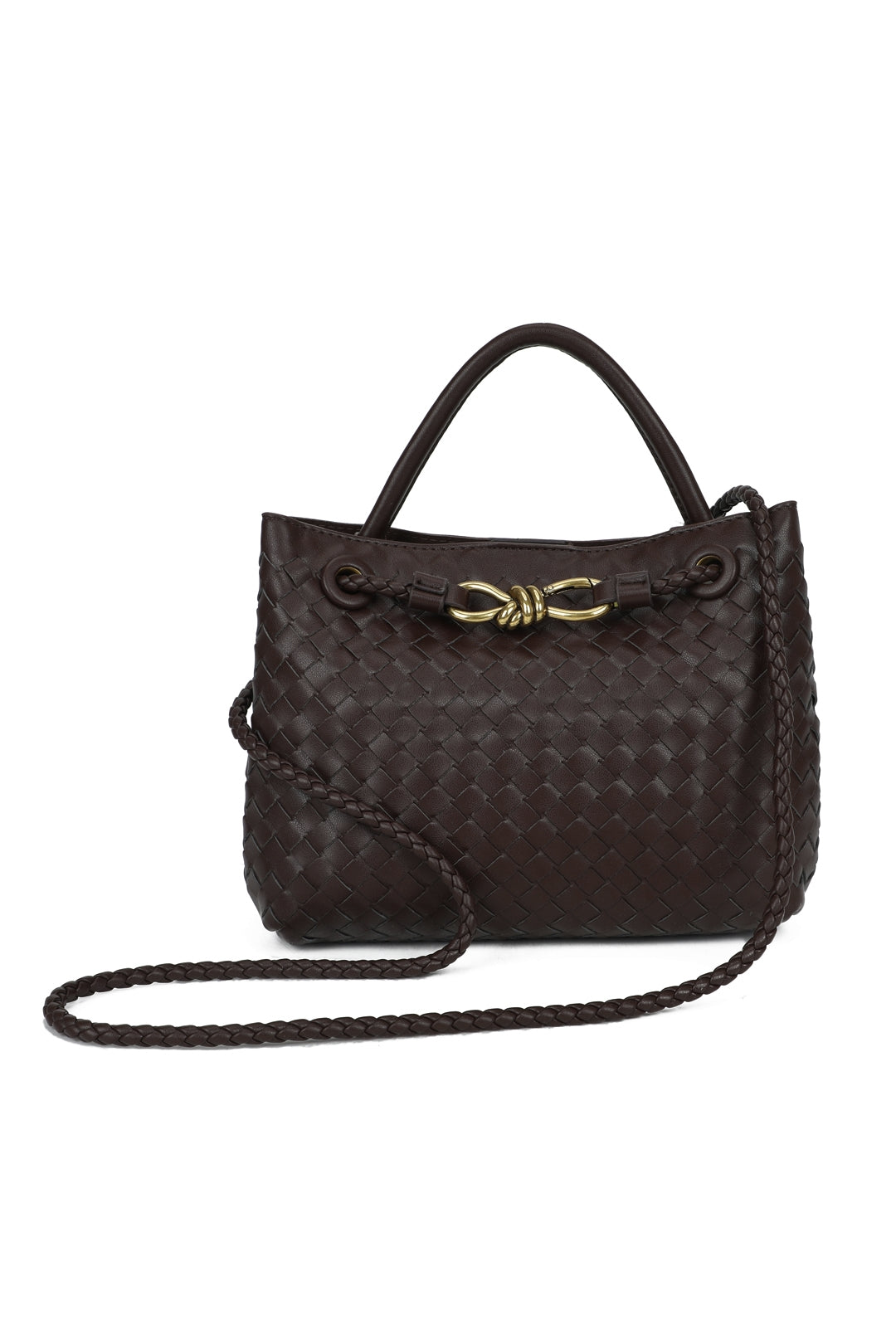 Mirelle Hand-woven Top-Handle Tote Bag With Bronze Knot Detail - RX26402