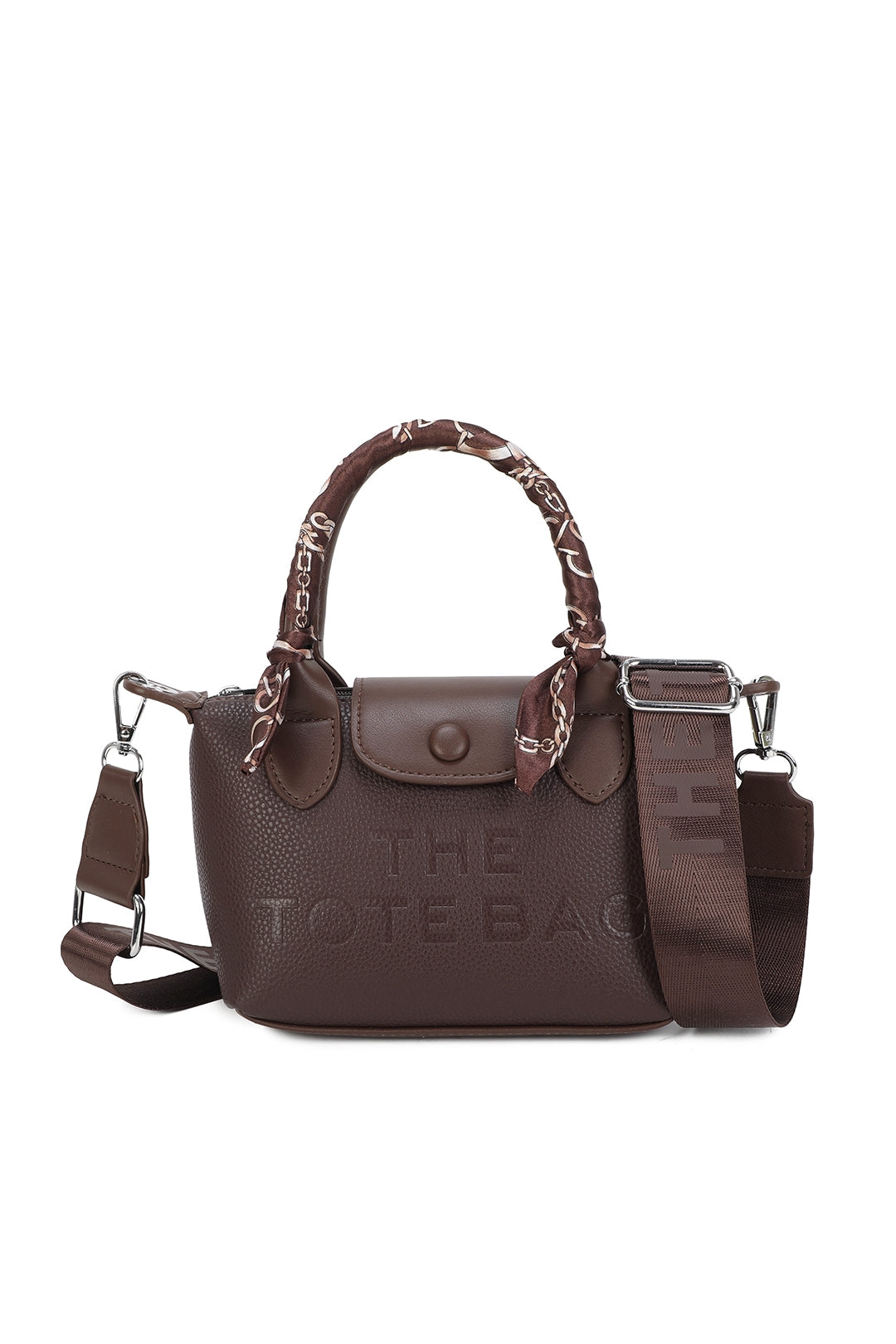 Bronte PU Leather Scarfed Mini Top Handle Tote Bag - RJ260541