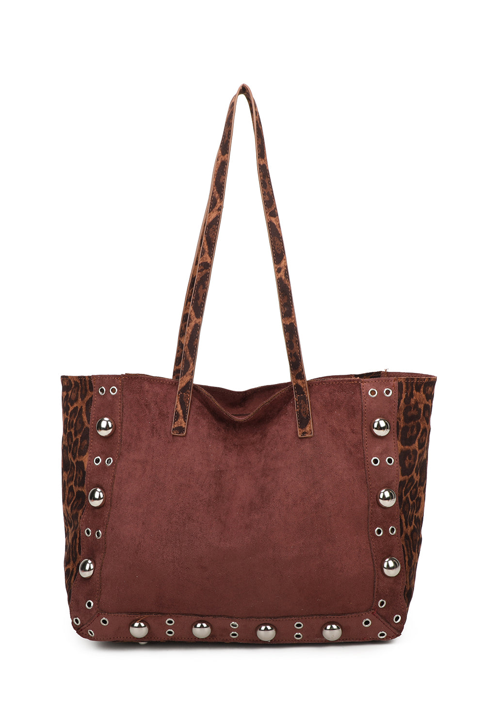 Leopard Patterned Luxe Soft Suede PU Leather Tote Bag Including A Crossbody Bag - RJ250478