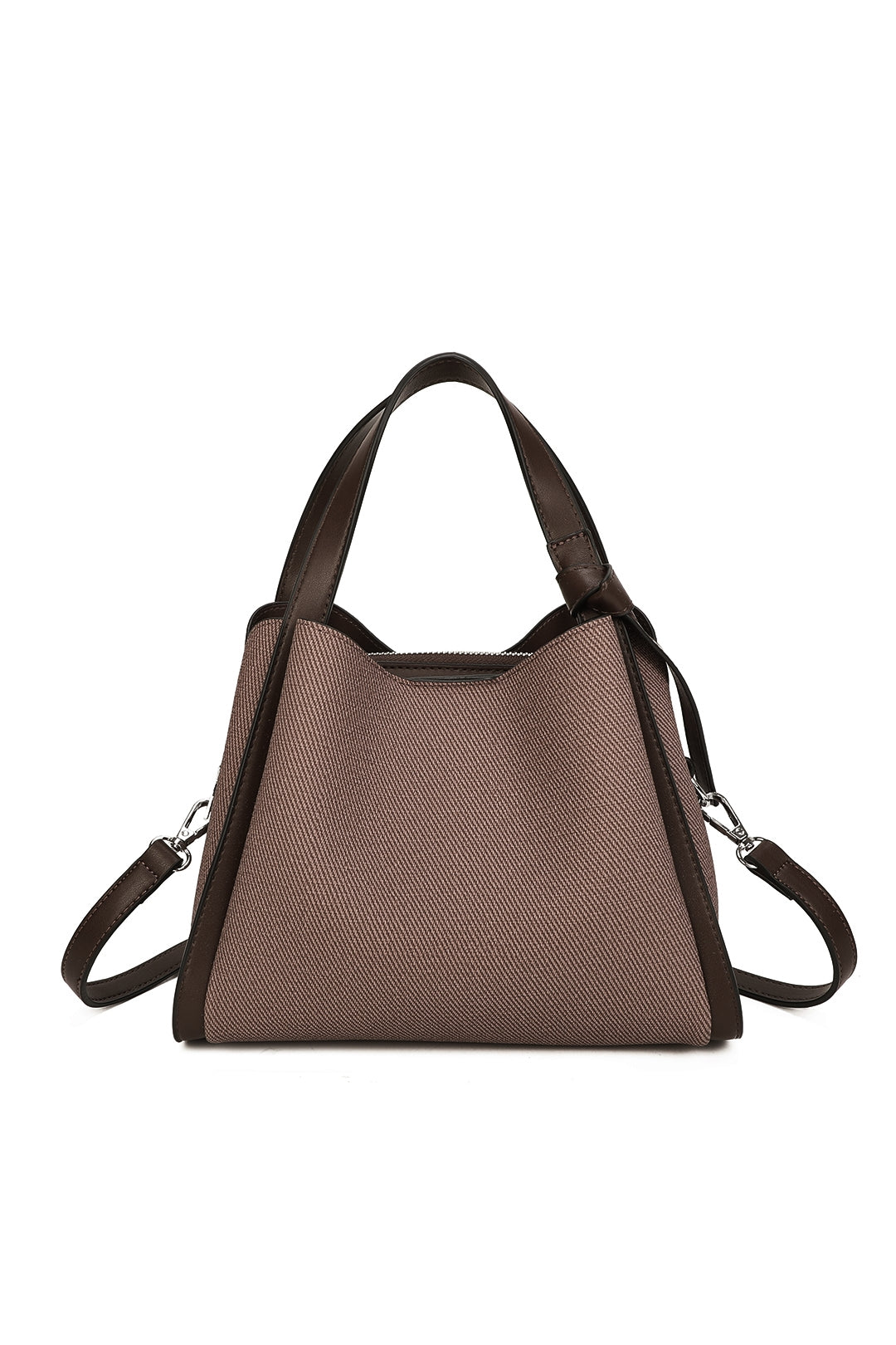 Meridian Triple Compartment Canvas PU Leather Top Handle Bag - RB250951