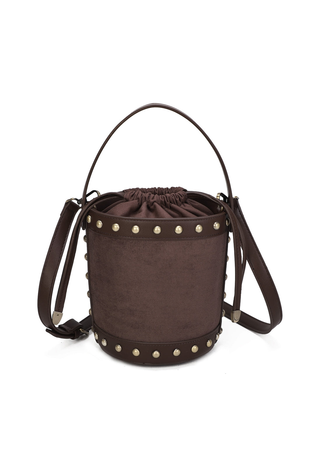 Rivet Suede Stud Detail Top Handle Bucket Bags - RY250961