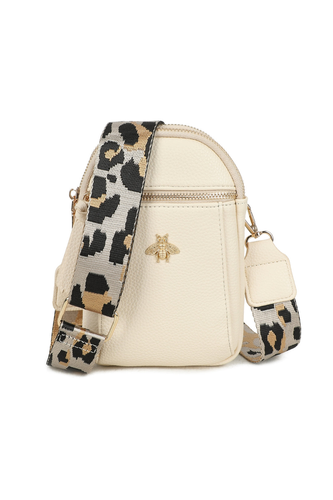Gabby Bee Badge Triple Pockets Crossbody Phone Bag with Canvas Strap - RB230921