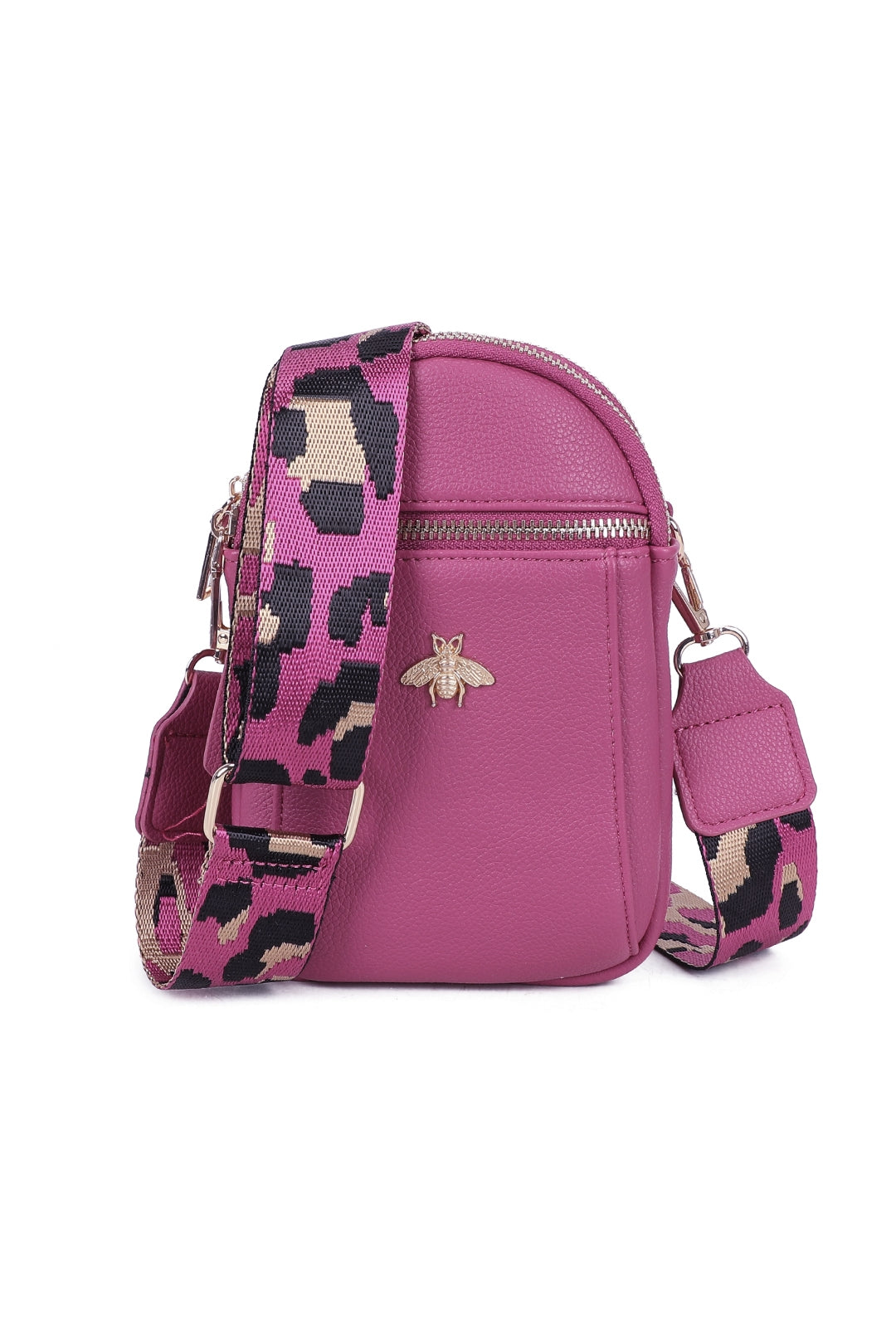 Gabby Bee Badge Triple Pockets Crossbody Phone Bag with Canvas Strap - RB230921