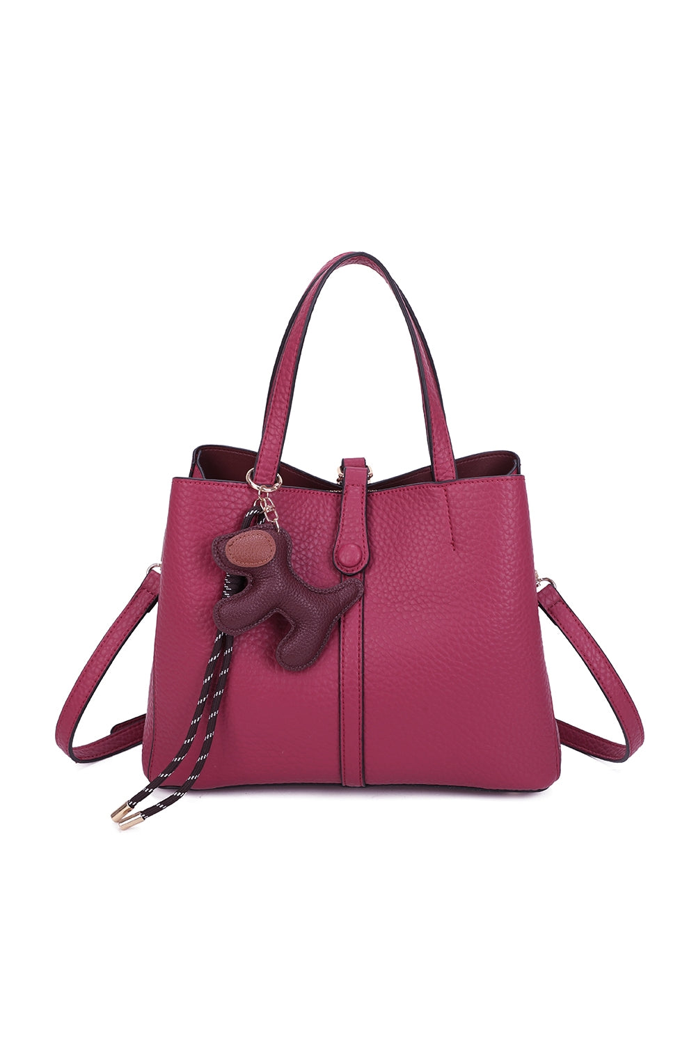 Bella PU Leather Triple Compartment HandBag With A Dog Charm - RB250468