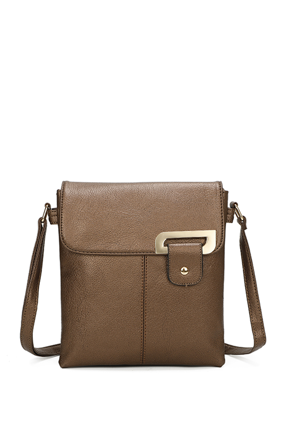 Clasico Gold Accent Buckle Crossbody Messenger Bag