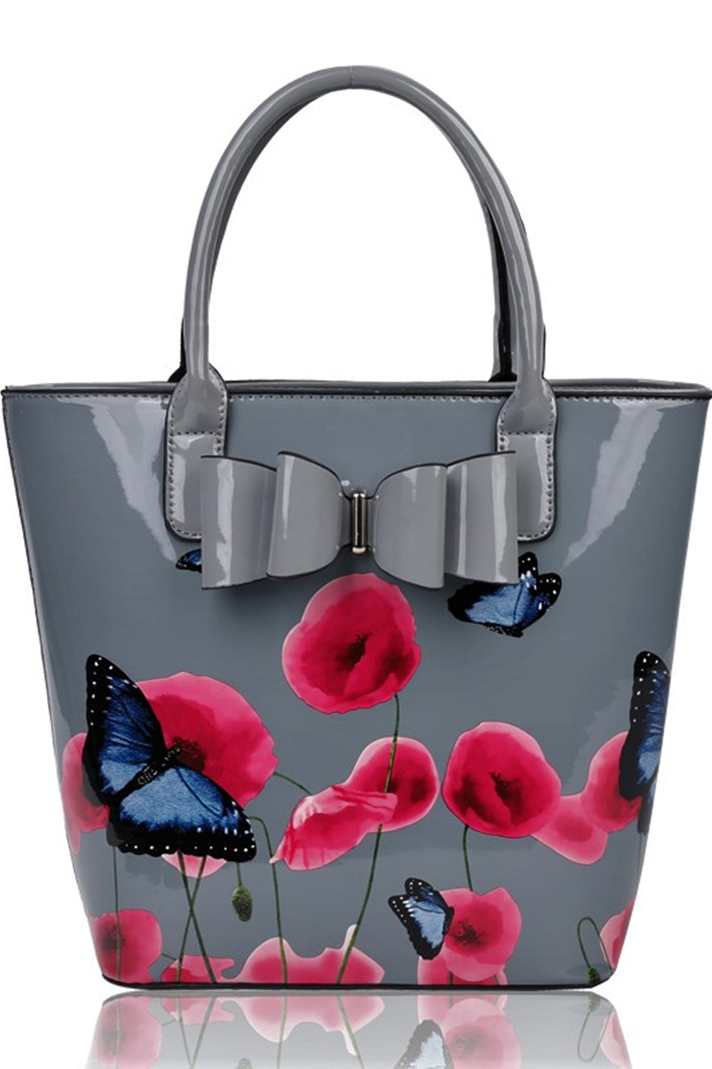 Amapola 2IN1 Poppy Flower & Buttlefly Bucket Shaped Top-Handle Bag With Purse Set - RJ180802