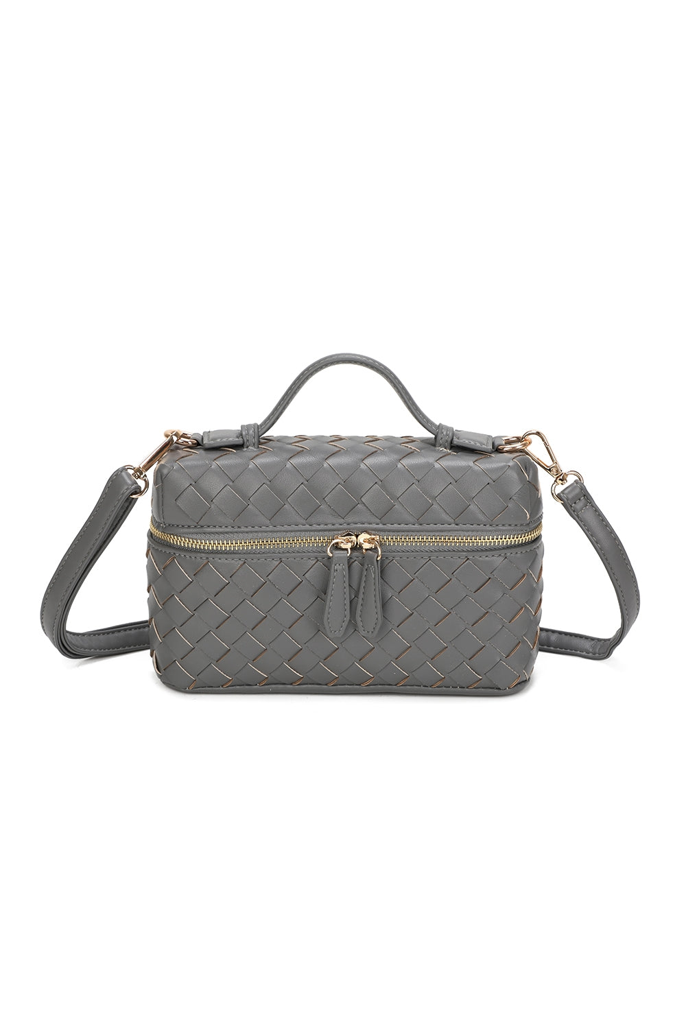 Artisan Woven PU Leather Top-Handle Crossbody Bag - RX25401