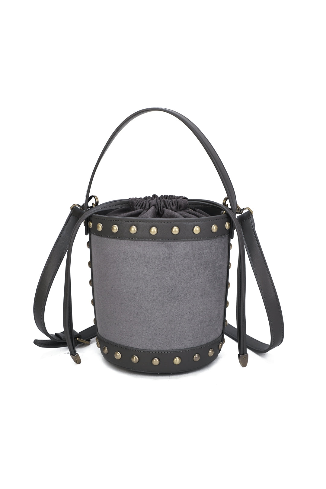 Rivet Suede Stud Detail Top Handle Bucket Bags - RY250961