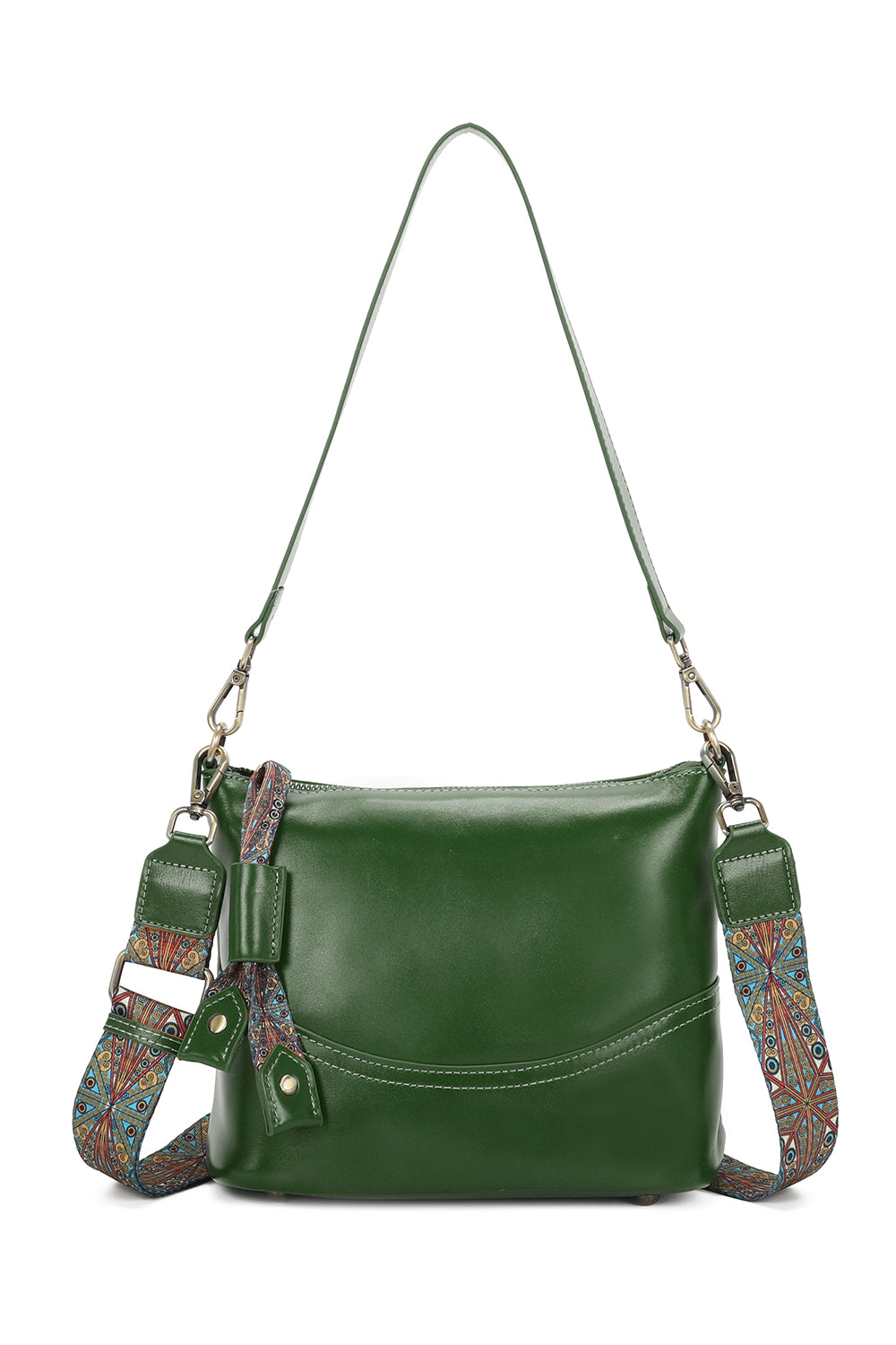 Rivier Leather Crossbody Shoulder Bag With Canvas Strap