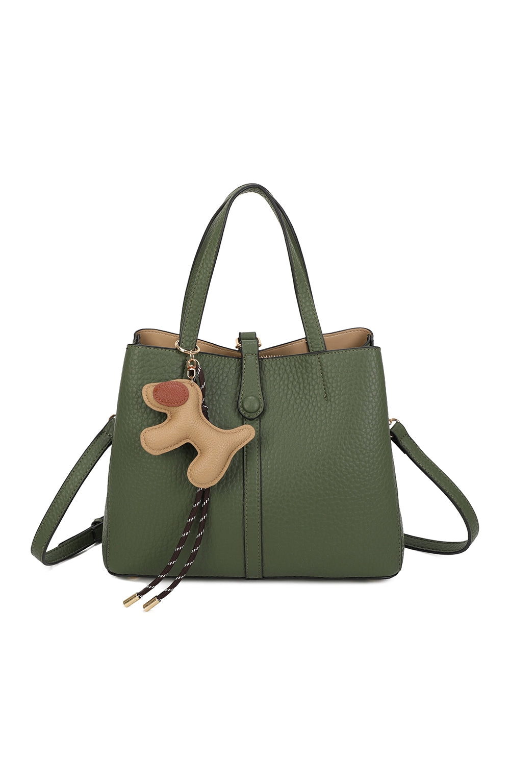 Bella PU Leather Triple Compartment HandBag With A Dog Charm - RB250468