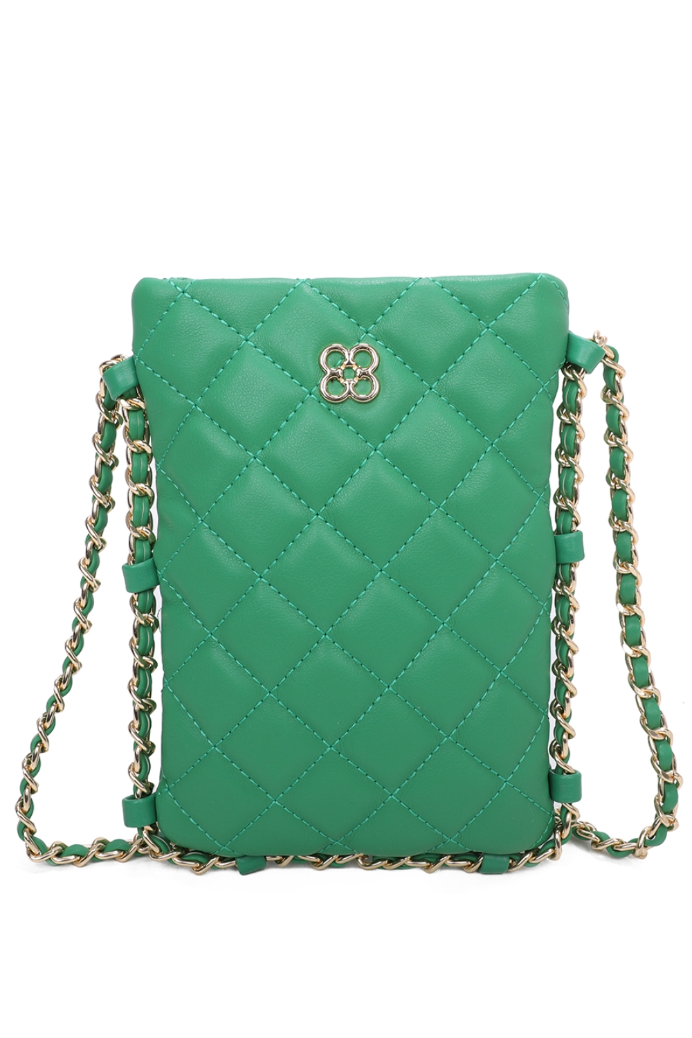 Clover Quilted Diamond Patterned Mini PU Leather Vertical Crossbody Bag