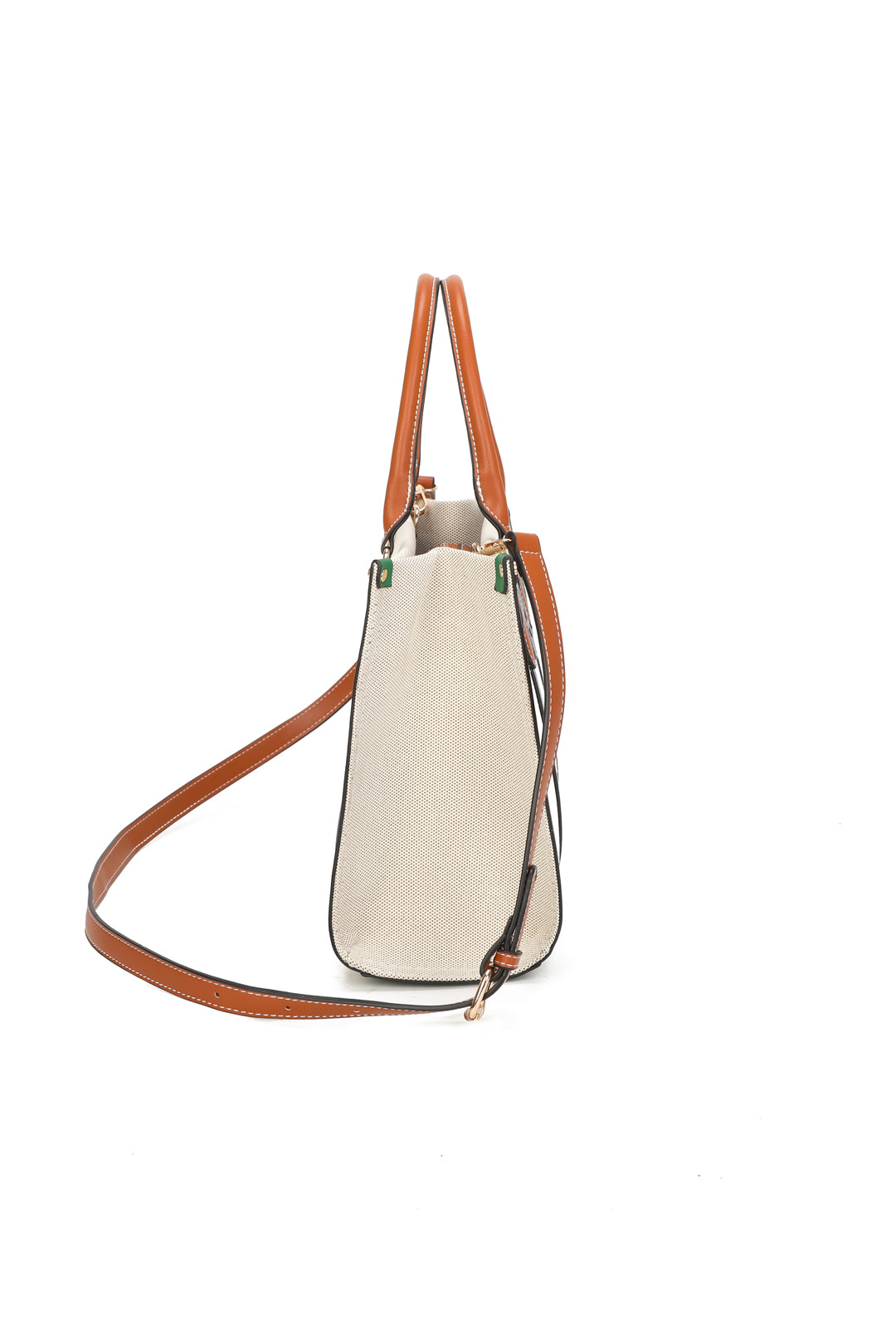 Noeud Large Size Multi-colour Canvas PU Leather Top Handle Tote Bag - RB250957