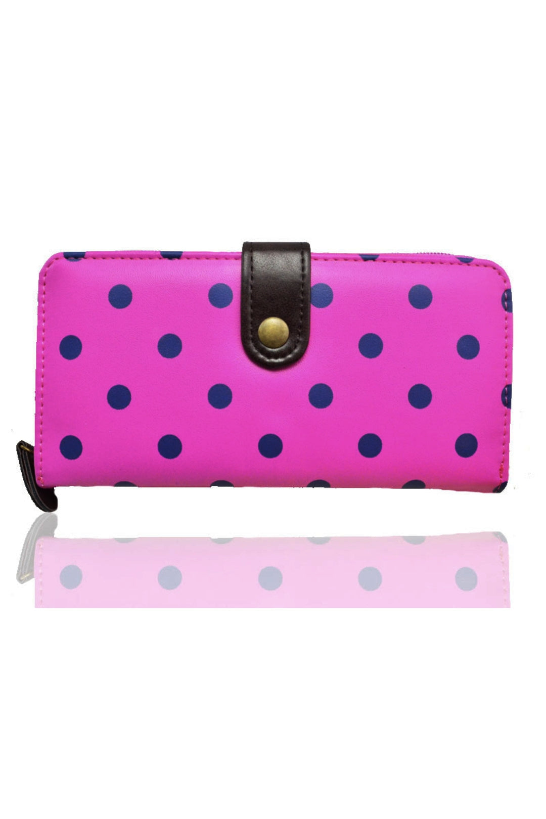 Polka Dot PU Leather Purse With Metal Button - K2 - PUS