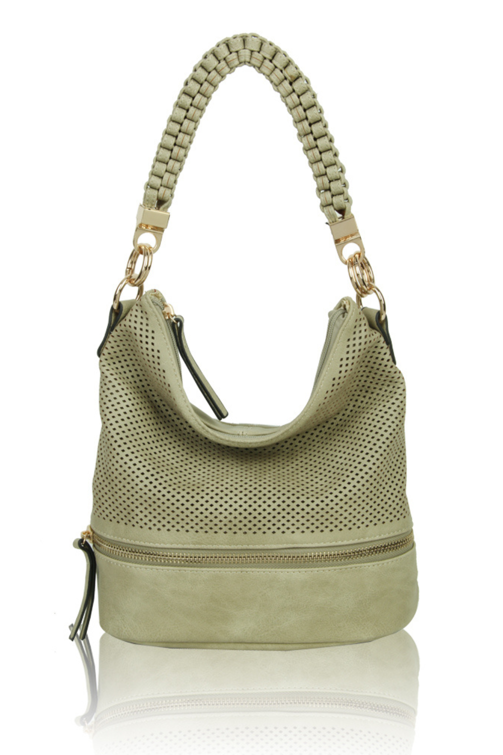 Trous PU Leather Shoulder Bag with Braided Handle