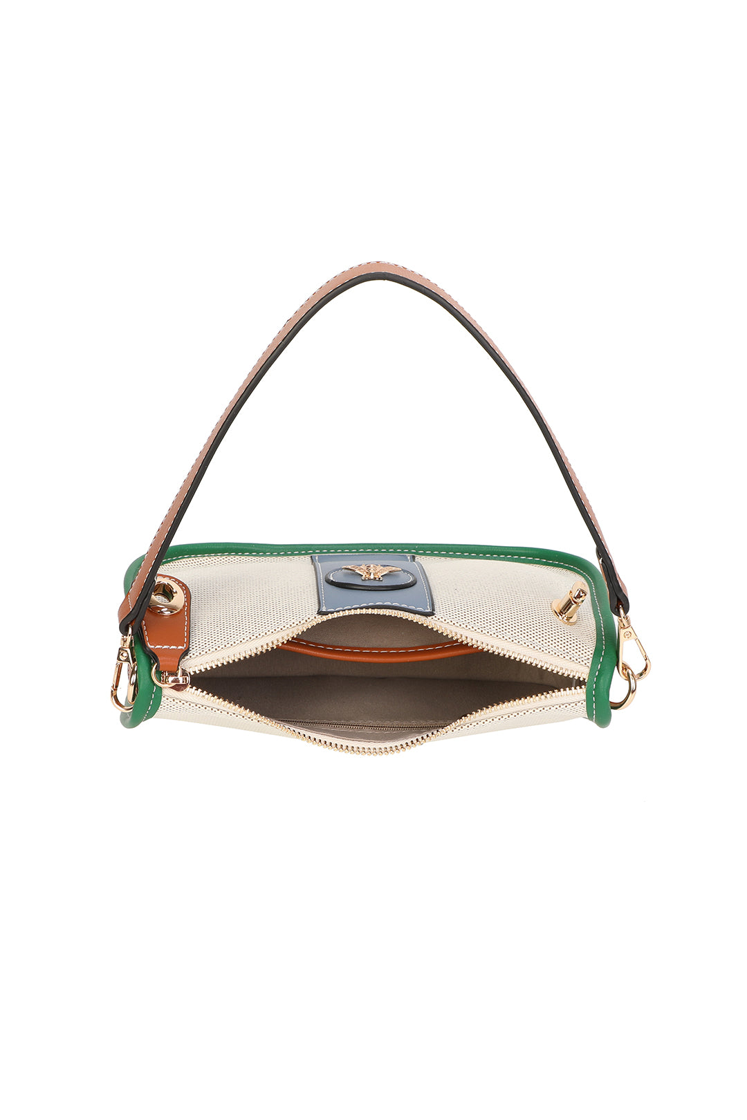 Apiary Bee Badge Canvas PU Leather Top Handle Shoulder Bag - RB250956