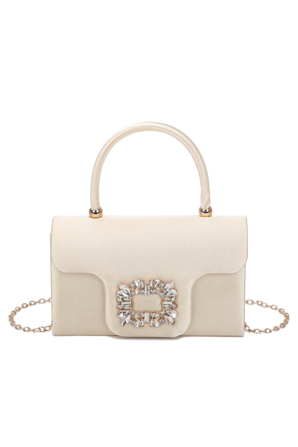 Starlit Satin Top Handle Clutch Bag With Diamond Decoration - RZ2531