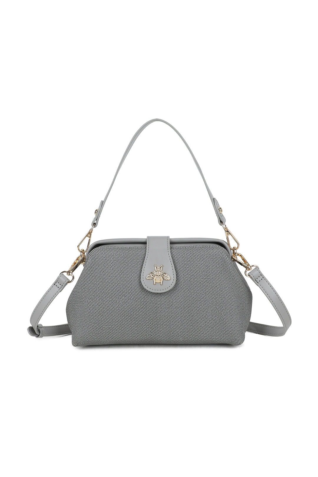 Isold Classic Bee Badge PU Leather Top Handle Crossbody Hobo Bag - RJ241075