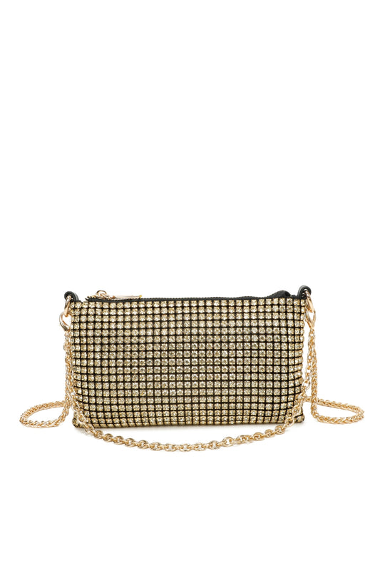 Miga Diamond Embellished Evening Chain Clutch Bag