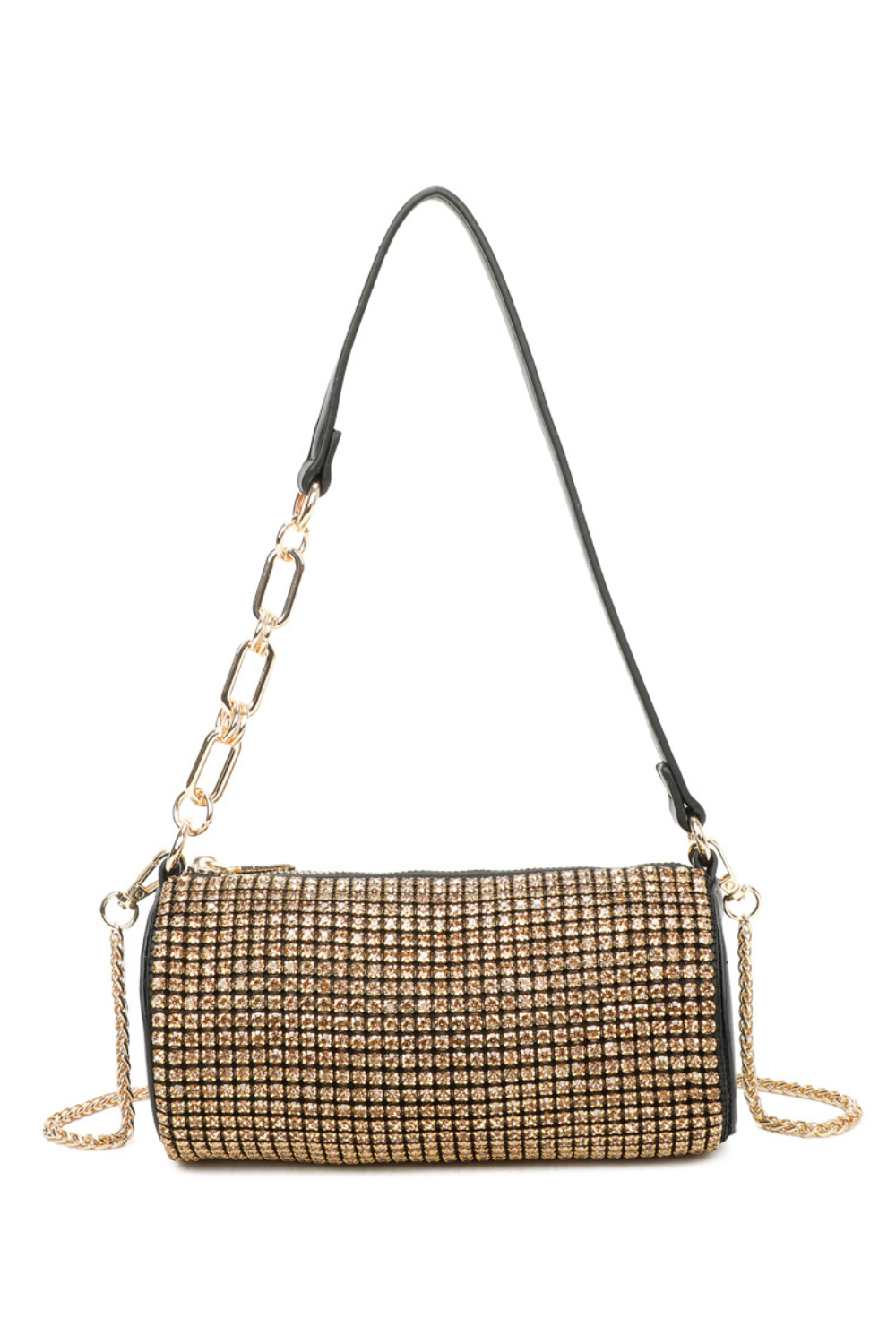 Marteau Diamond Embellished Cyclinder Shaped Evening Chain Strap Shoulder Bag