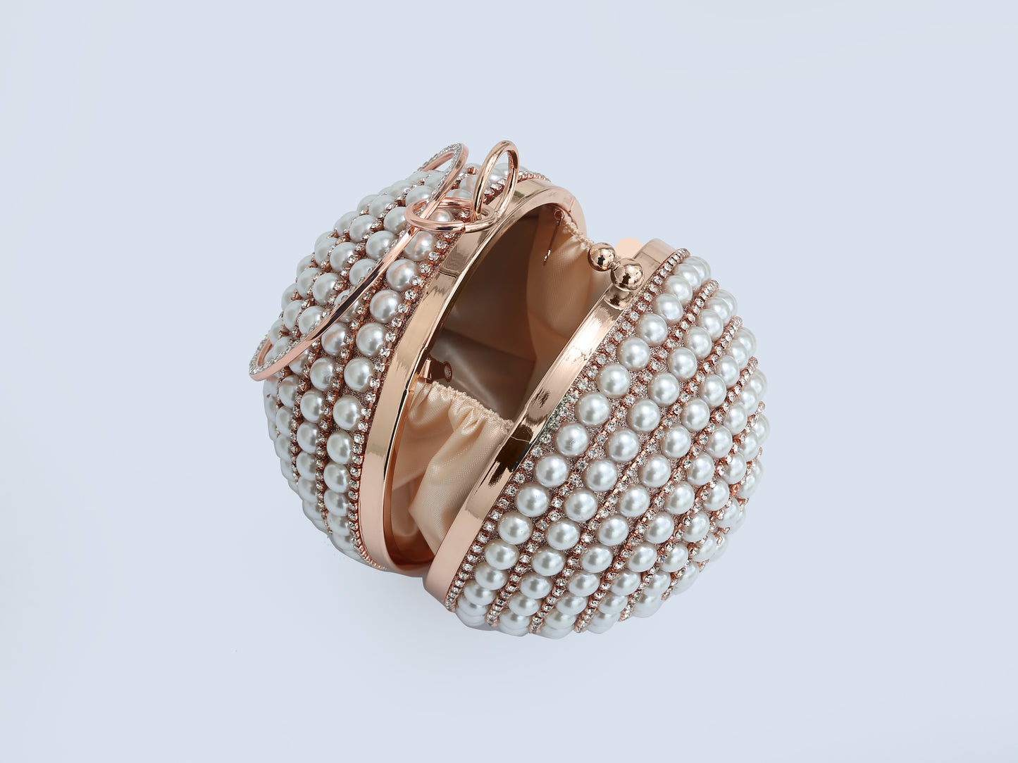 Pearl Embellished Ball Shaped Evening Clutch Bag