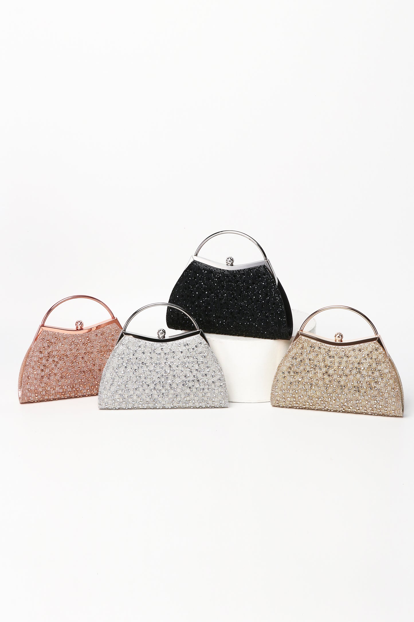 Cassia Pleated Glittering Top Handle Evening Clutch Bag - RX2626