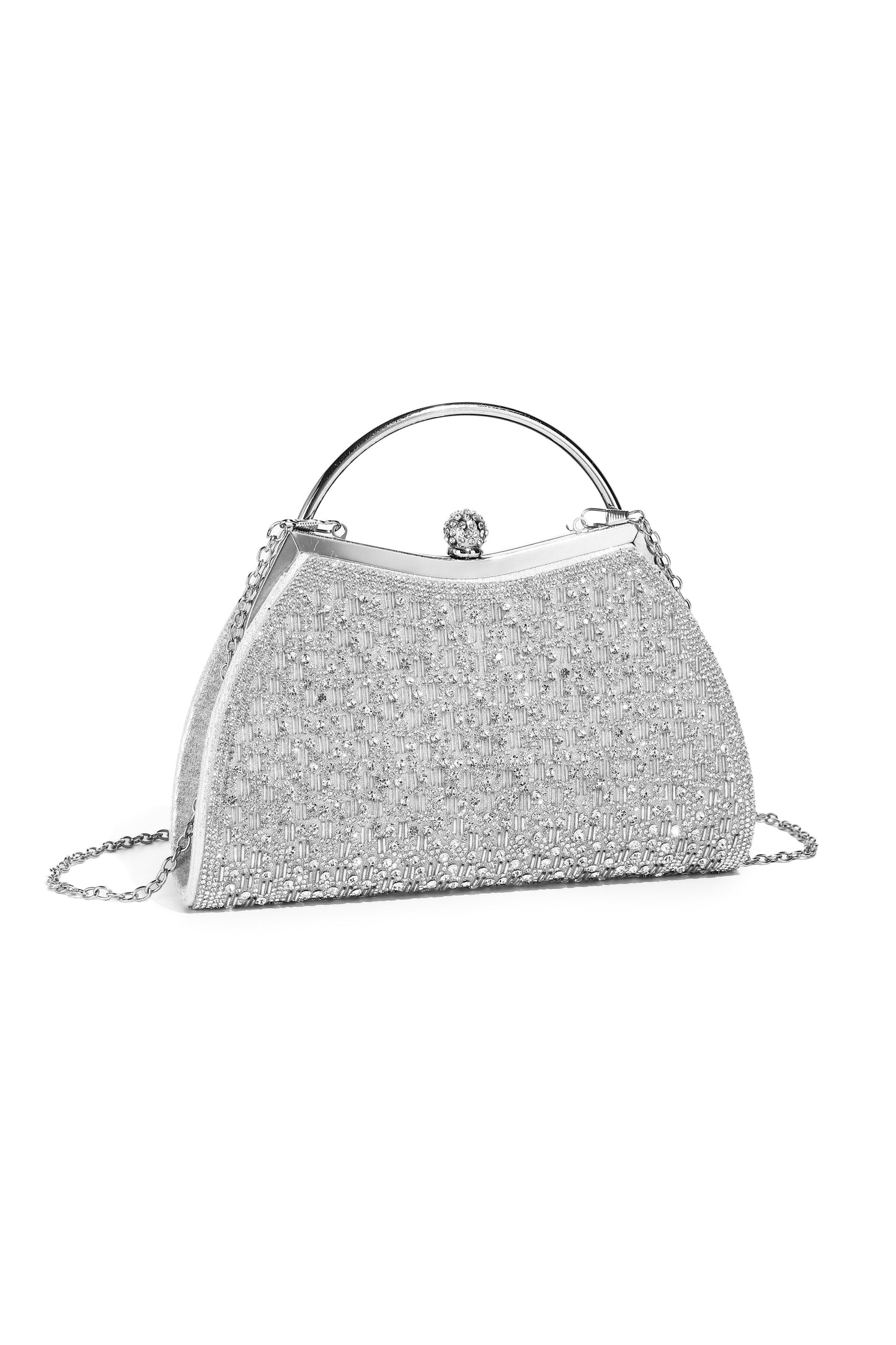 Cassia Pleated Glittering Top Handle Evening Clutch Bag - RX2626