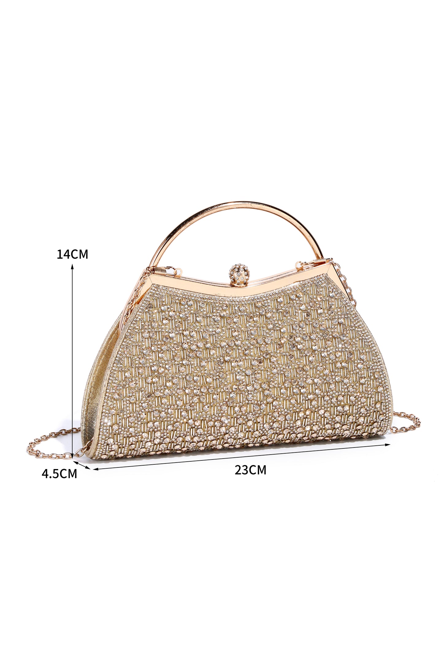 Cassia Pleated Glittering Top Handle Evening Clutch Bag - RX2626