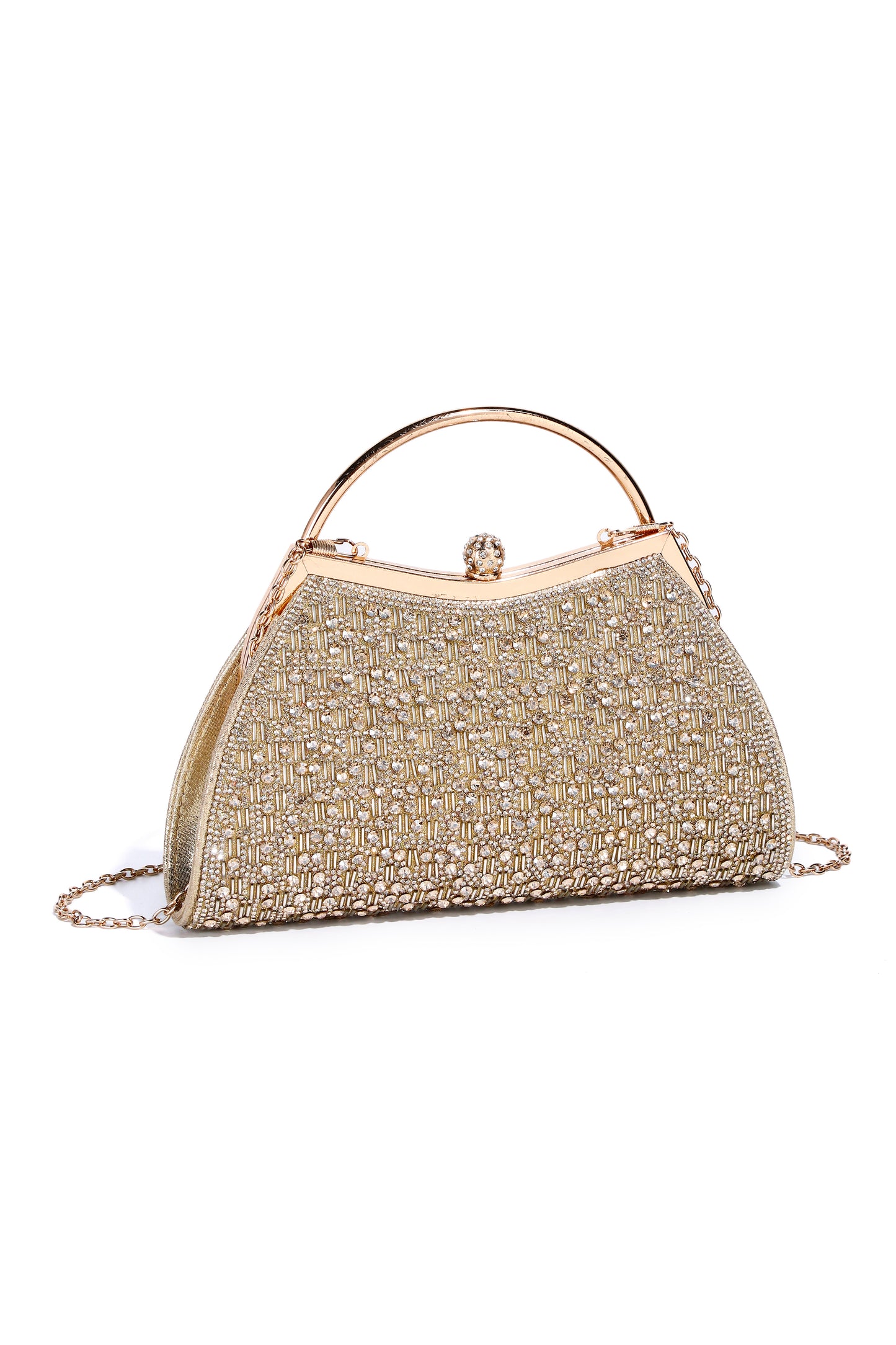 Cassia Pleated Glittering Top Handle Evening Clutch Bag - RX2626