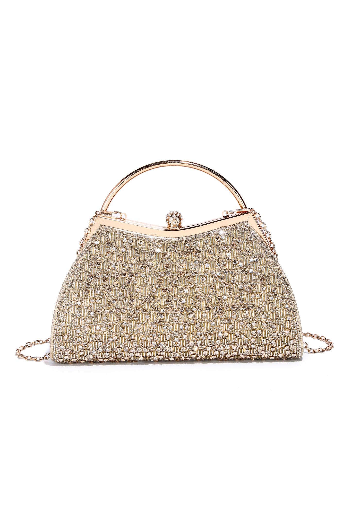 Cassia Pleated Glittering Top Handle Evening Clutch Bag - RX2626