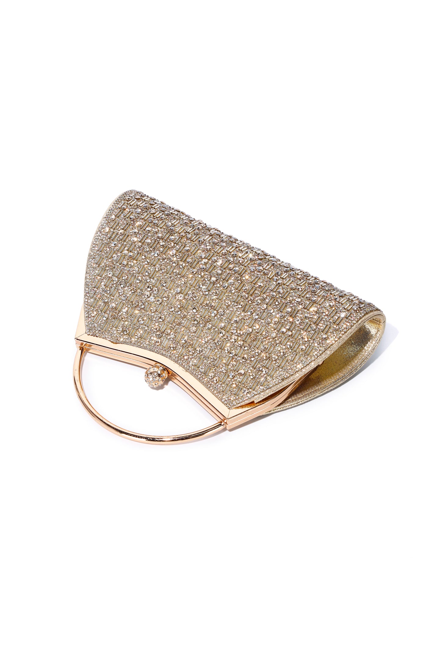 Cassia Pleated Glittering Top Handle Evening Clutch Bag - RX2626
