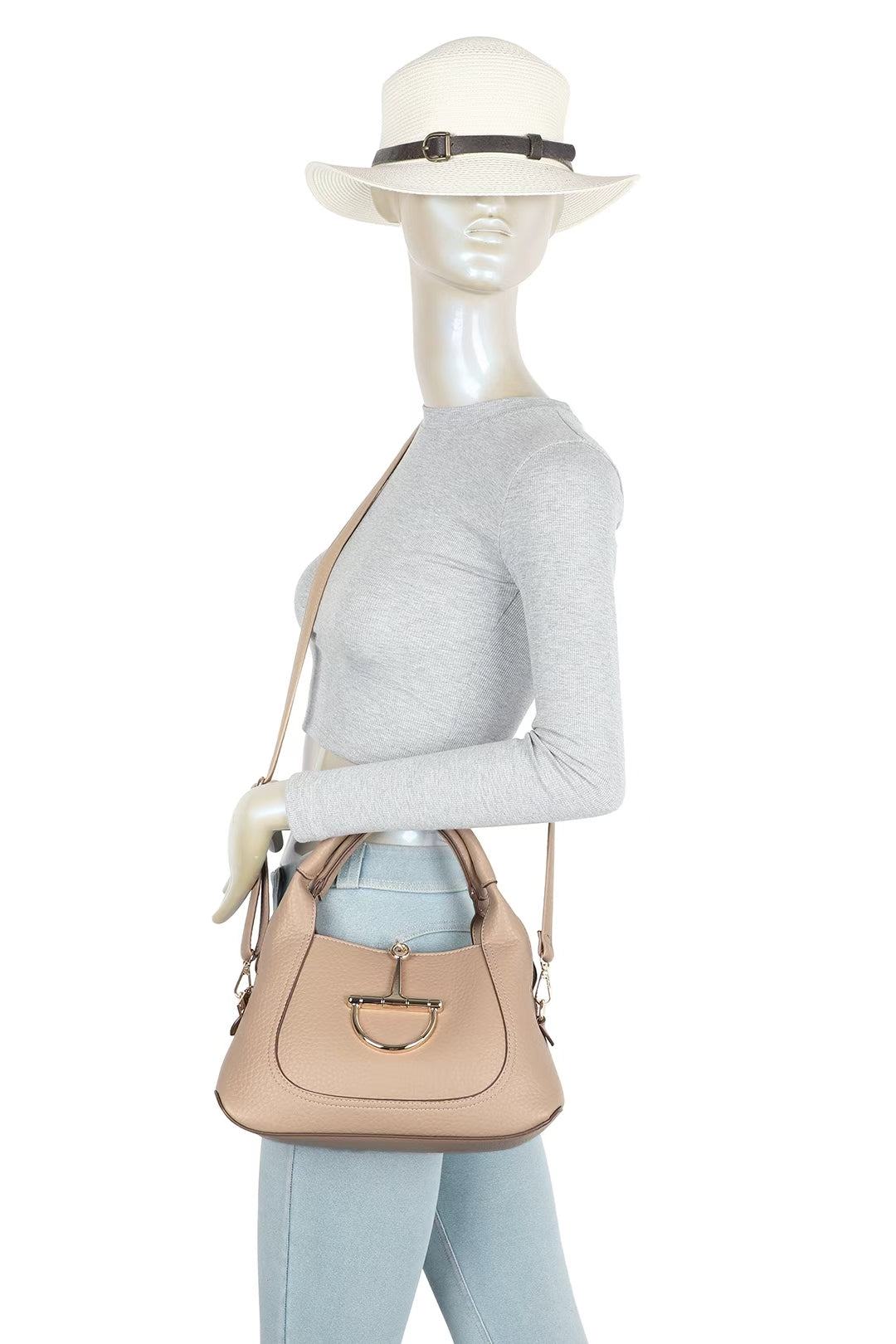Solenne PU Leather Triple-Compartments Top Handle Bag - RB260516