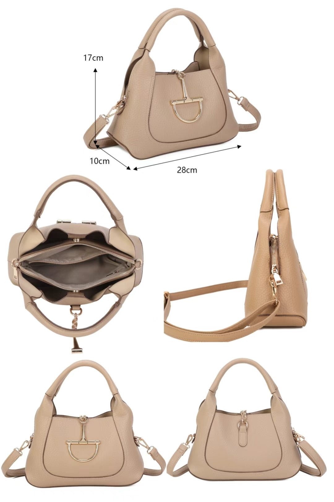 Solenne PU Leather Triple-Compartments Top Handle Bag - RB260516