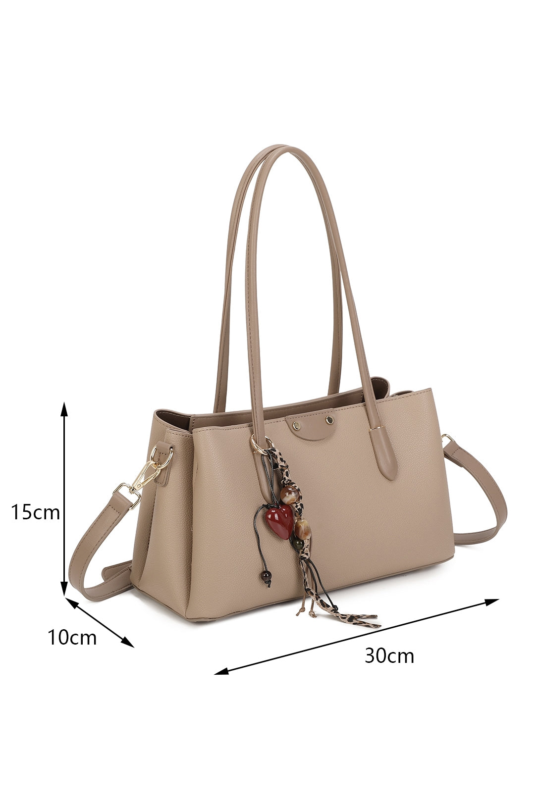 Evora PU Leather Triple Compartments Baguette-style Top Handle Bag - RY260536