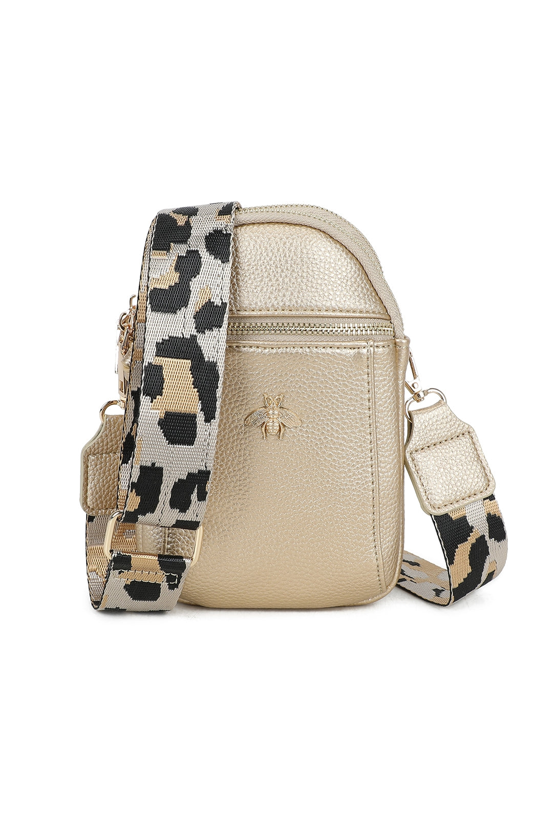 Gabby Bee Badge Triple Pockets Crossbody Phone Bag with Canvas Strap - RB230921