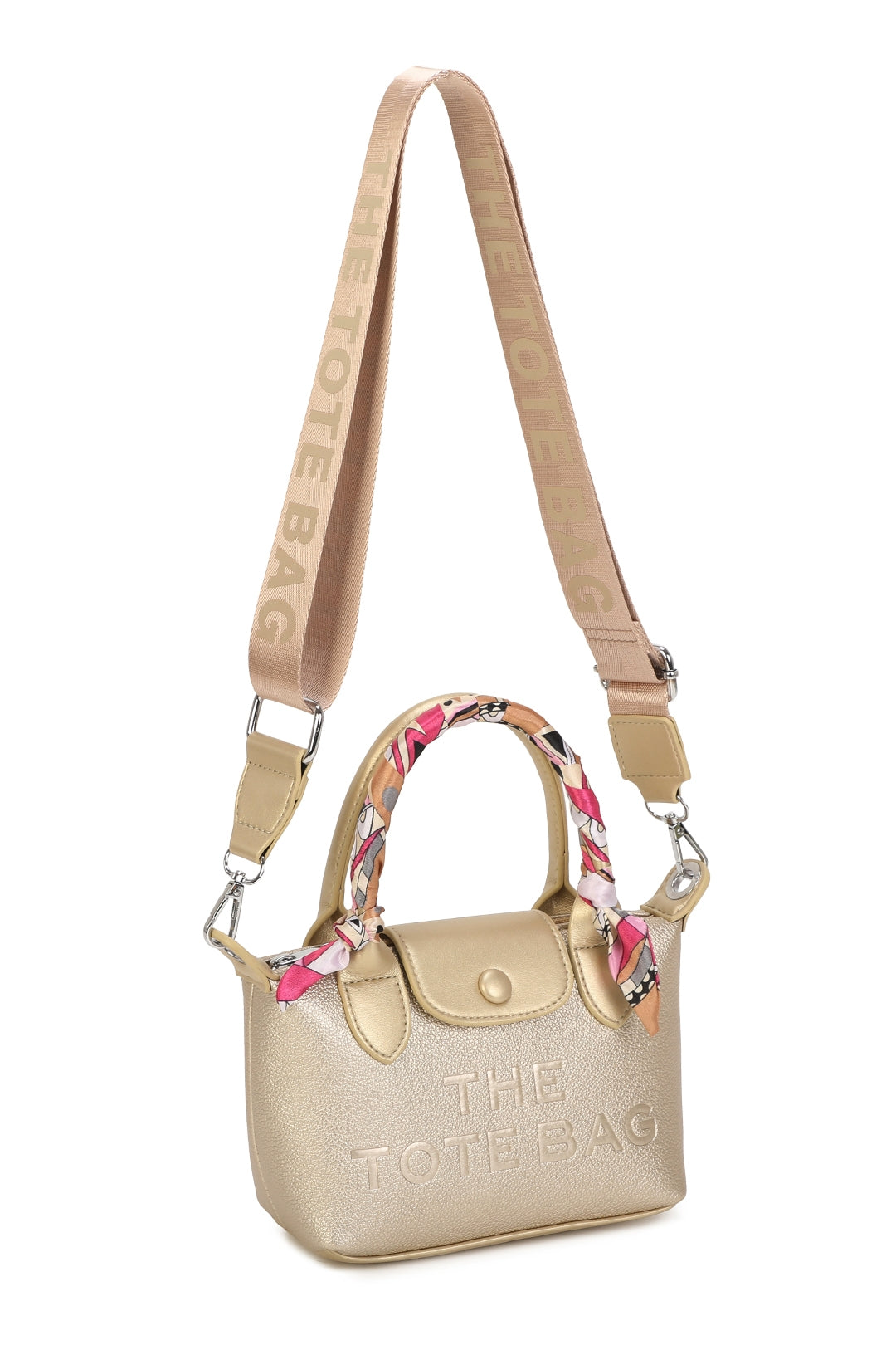 Bronte PU Leather Scarfed Mini Top Handle Tote Bag - RJ260541